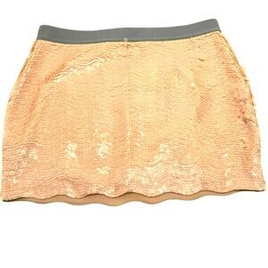 BCBG MaxAzria Michaela Skirt Women's Large Blush Pink peach Sequin party sparkle